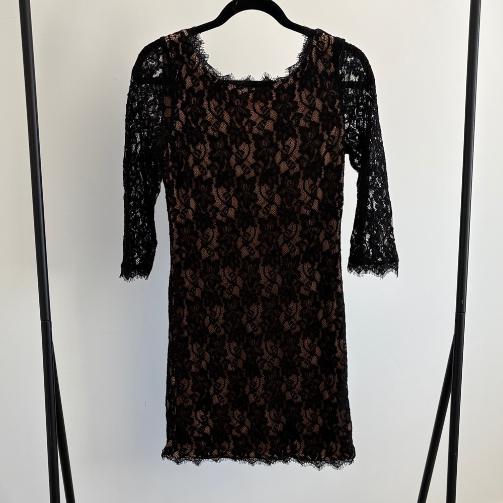 Babaton Black Lace Long Sleeve Dress